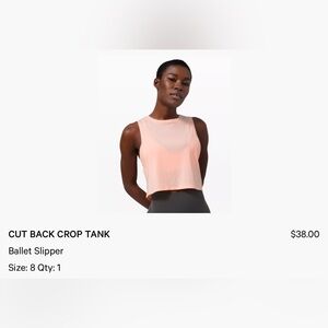 Lululemon cut back crop tank in ballet pink